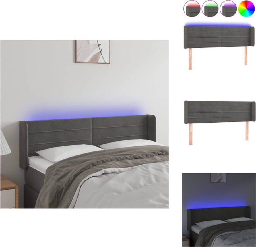 VidaXL Hoofdbord Klassiek LED Bedhoofdeinden Afmeting- 147 x 16 x 78 88 cm Ken- Zacht fluweel Kleurrijke LED-verlichting Verstelbare hoogte Comfortabele ondersteuning Snijdbare LED-strip Bedonderdeel
