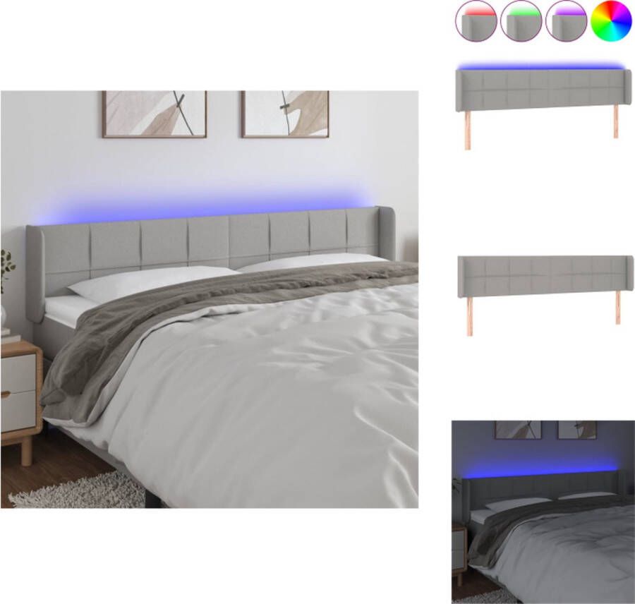 VidaXL Hoofdbord Klassiek LED Bedmeubelen 163 x 16 x 78 88 cm Lichtgrijs Bedonderdeel