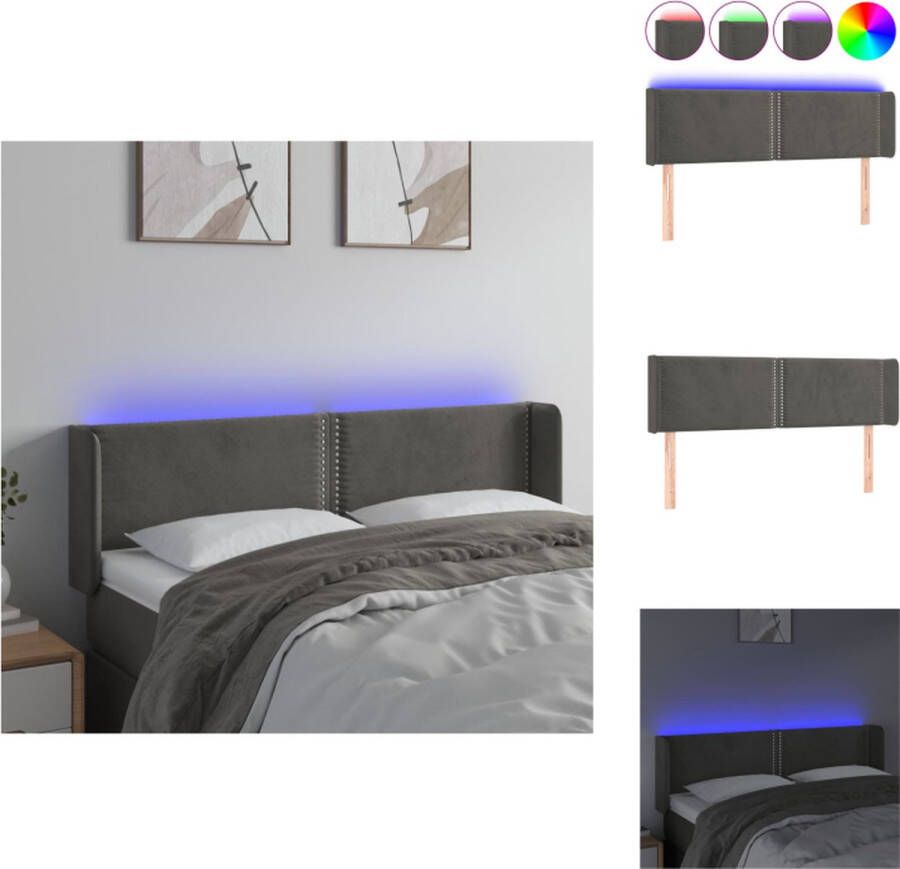 VidaXL Hoofdbord Klassiek LED-hoofdbord Bedaccessoires Afmeting- 147 x 16 x 78 88 cm Kenen- Zacht fluweel Kleurrijke LED-verlichting Verstelbare hoogte Comfortabele ondersteuning Snijdbare LED-strip Bedonderdeel