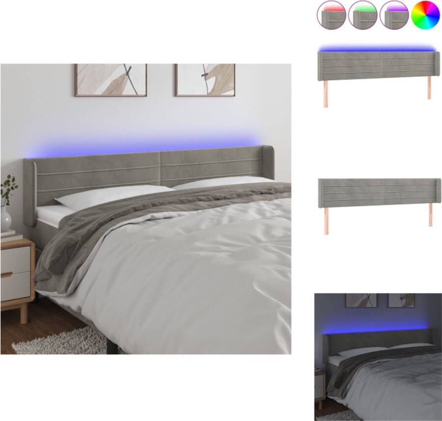 vidaXL Hoofdbord Klassiek LED Hoofdeinde Afmeting- 163 x 16 x 78 88 cm Ken- Zacht fluweel Kleurrijke LED-verlichting Verstelbare hoogte Comfortabele ondersteuning Snijdbare LED-strip Bedonderdeel