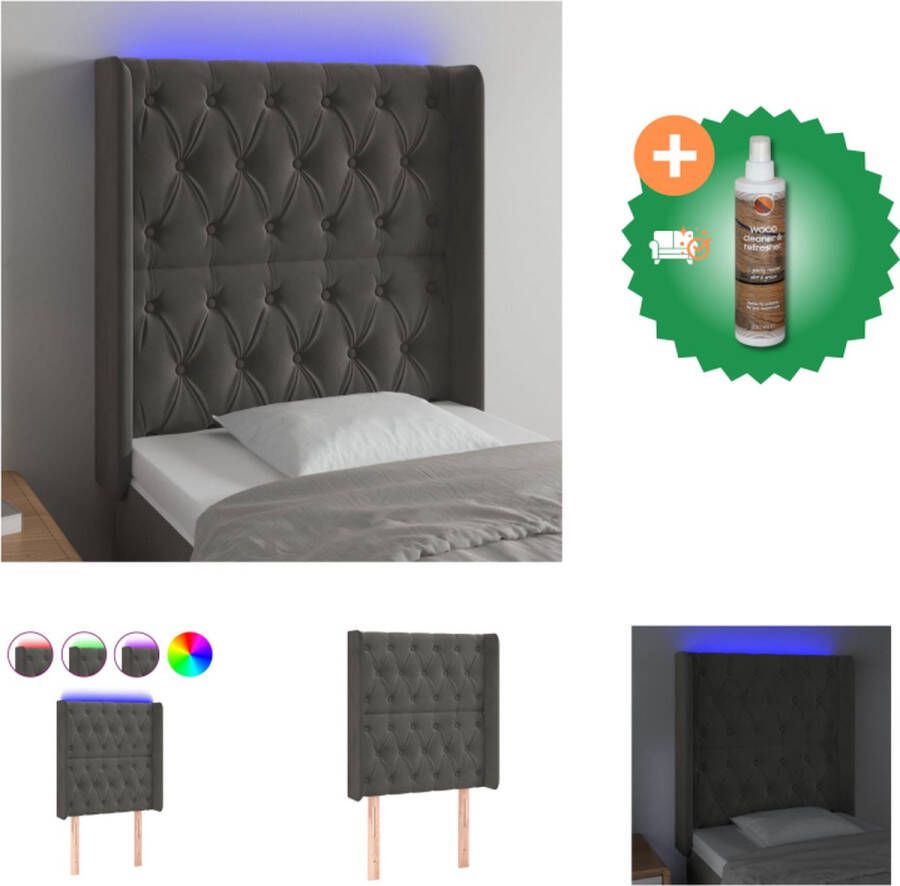 VidaXL Hoofdbord Klassiek LED Hoofdeinde Afmeting- 83x16x118 128 cm Ken- Zacht Fluweel Bedonderdeel Inclusief Houtreiniger en verfrisser