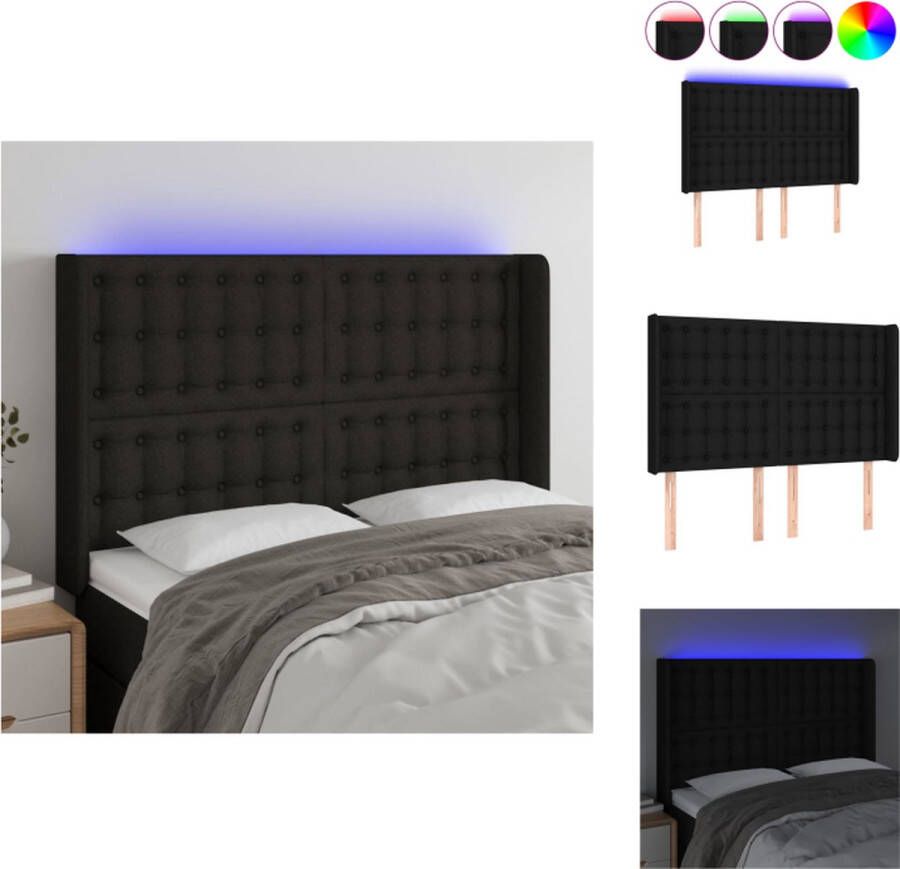 VidaXL Hoofdbord klassiek LED zwart 147x16x118 128 cm verstelbare hoogte comfortabele ondersteuning snijdbare LED-strip duurzaam Bedonderdeel