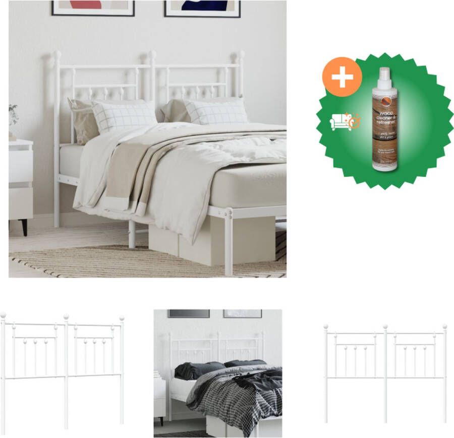 VidaXL Hoofdbord Klassiek Metaal 125x3x97 cm Wit Bedonderdeel Inclusief Houtreiniger en verfrisser