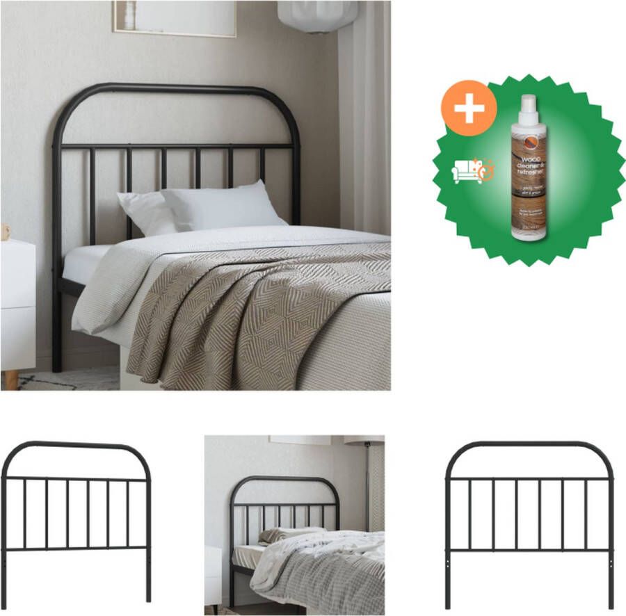 VidaXL Hoofdbord Klassiek Metaal Zwart 105 x 3 x 100 cm Bedonderdeel Inclusief Houtreiniger en verfrisser