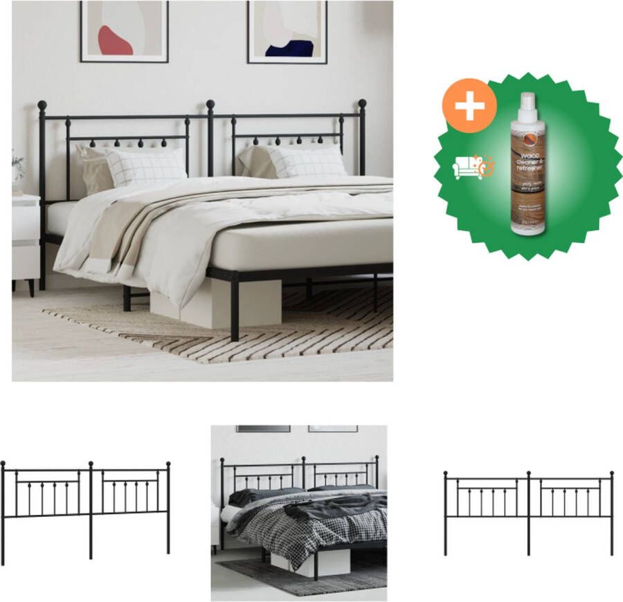 VidaXL Hoofdbord Klassiek Metalen Constructie 206 x 3 x 97 cm Zwart Bedonderdeel Inclusief Houtreiniger en verfrisser