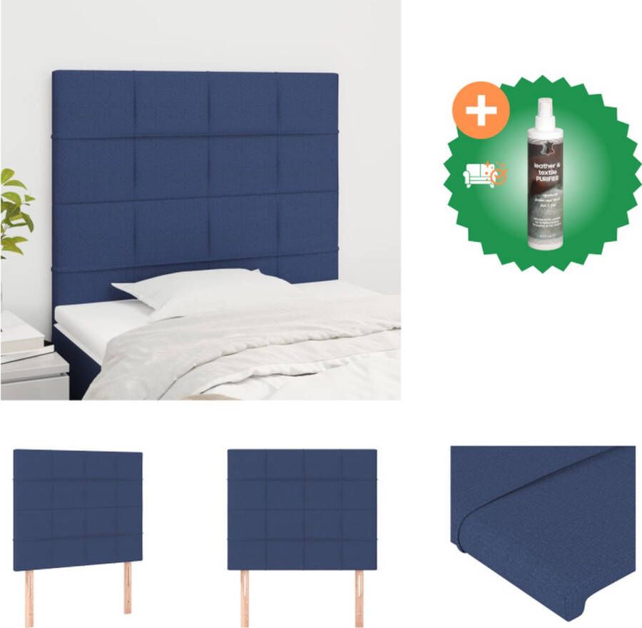 VidaXL Hoofdbord Blauw Stof Massief Larikshout Verstelbare Hoogte 180 x 5 x 78 88 cm Comfortabele Ondersteuning Duurzaam Stevige Poten Bedonderdeel Inclusief Reiniger