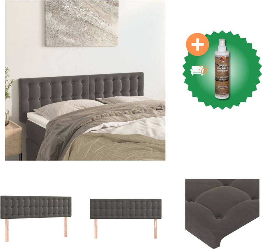 VidaXL Hoofdbord Klassiek Ontwerp Donkergrijs 144x5x78 88 cm Bedonderdeel Inclusief Houtreiniger en verfrisser