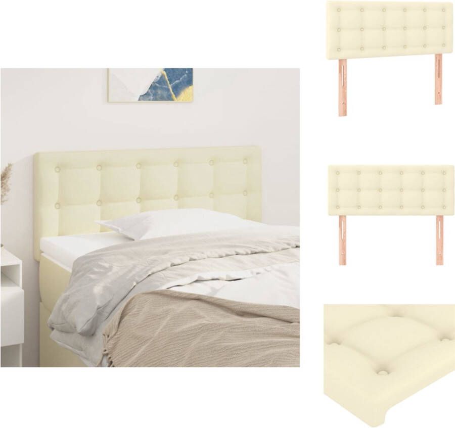 VidaXL Hoofdbord Klassiek ontwerp Duurzaam kunstleer Stevige poten Verstelbare hoogte Comfortabele ondersteuning Elegant Crème 80 x 5 x 78 88 cm Bedonderdeel - Foto 2