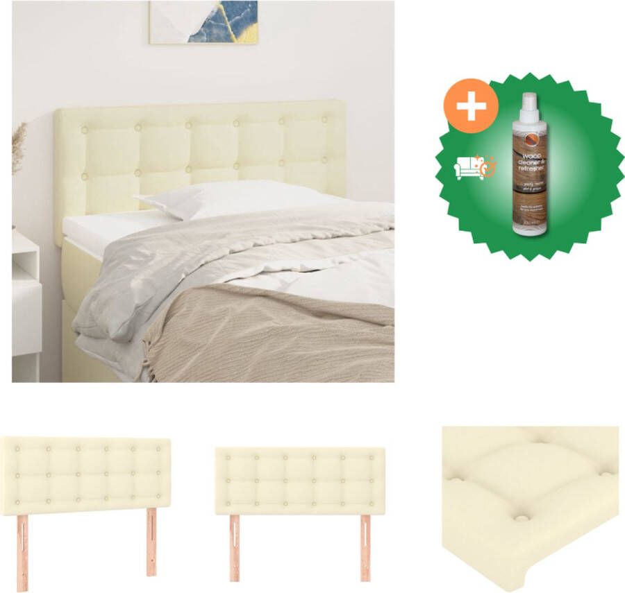 VidaXL Hoofdbord Klassiek ontwerp Duurzaam kunstleer Stevige poten Verstelbare hoogte Comfortabele ondersteuning Elegant Crème 80 x 5 x 78 88 cm Bedonderdeel Inclusief Houtreiniger en verfrisser