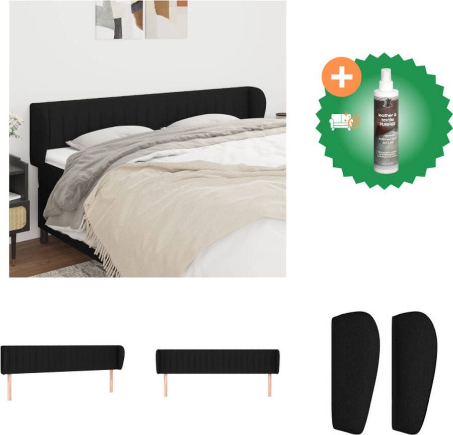 VidaXL Hoofdbord Klassiek ontwerp Duurzaam materiaal Stevige poten Verstelbare hoogte Comfortabele ondersteuning Zwart 183x23x78 88 cm Bedonderdeel Inclusief Reiniger