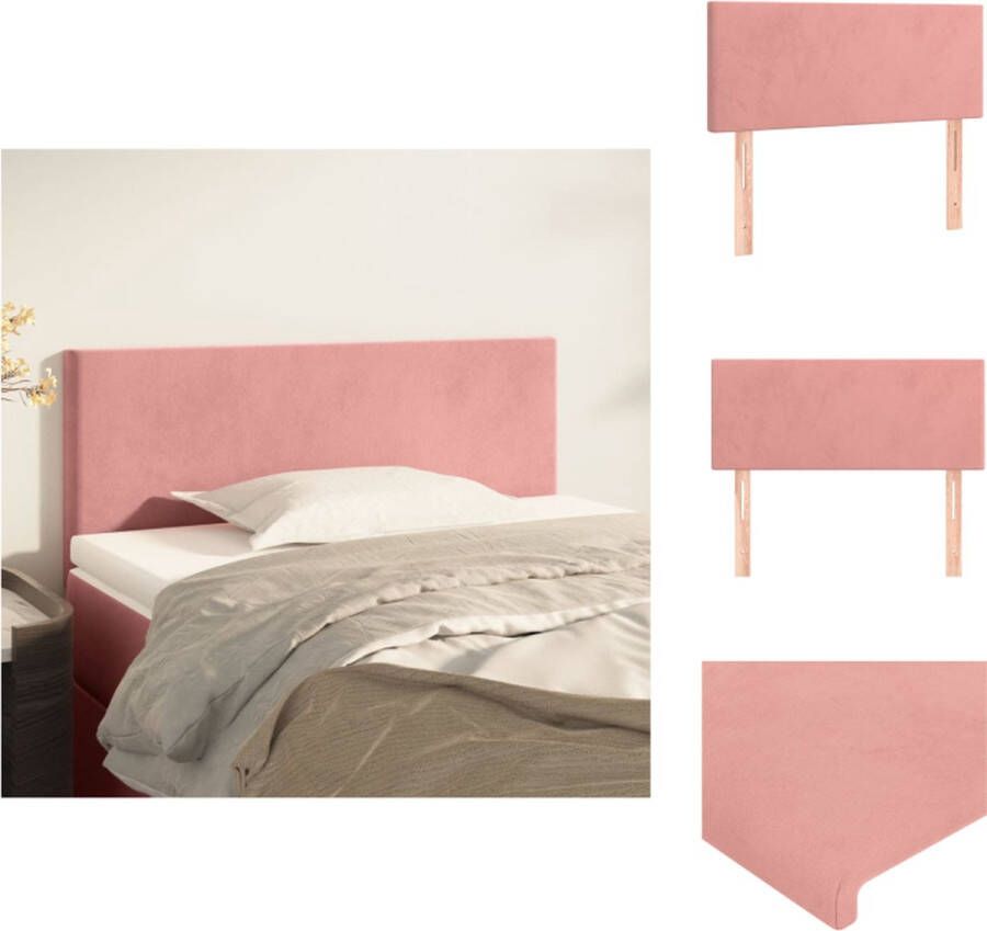 VidaXL Klassiek Hoofdbord Zacht Fluweel Stevige Poten Verstelbare Hoogte Comfortabele Ondersteuning Kleur- Roze Materiaal- Stof Hout Afmetingen- 80x33.5x78cm Bedonderdeel - Foto 4