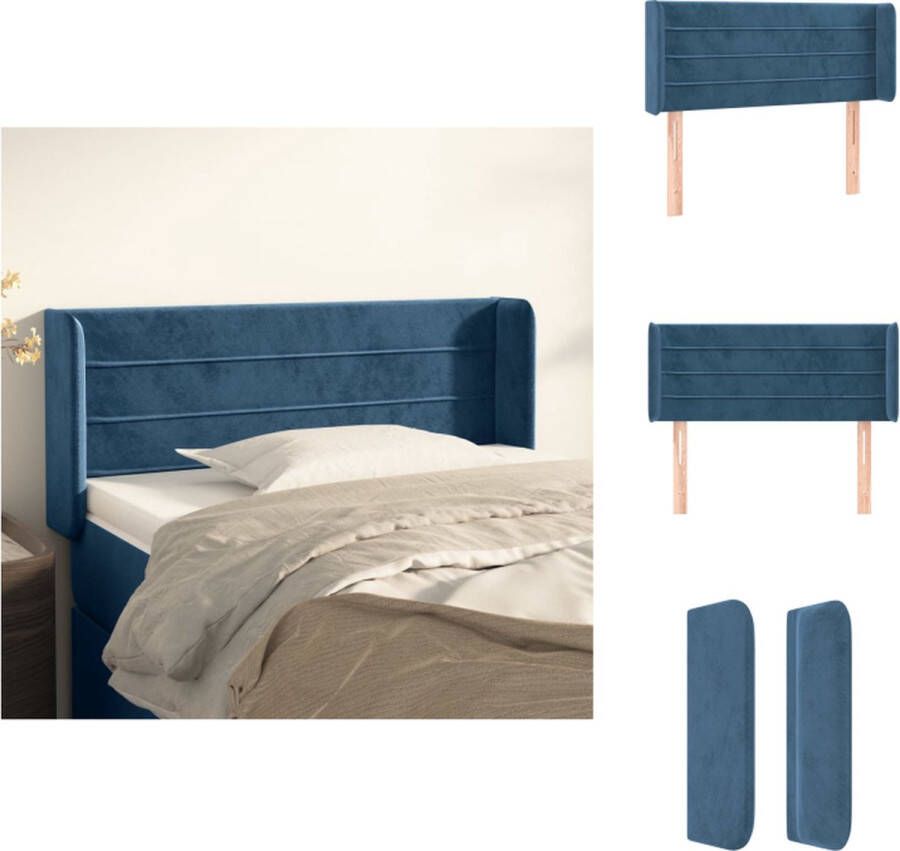 VidaXL Hoofdbord klassiek ontwerp Fluwelen stof Stevige poten Verstelbare hoogte Comfortabele ondersteuning Kleur- donkerblauw Afmetingen- 93 x 16 x 78 88 cm Bedonderdeel