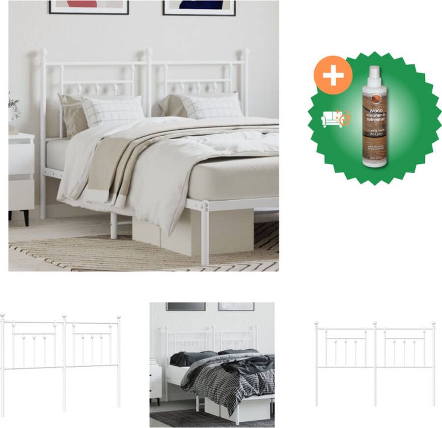 VidaXL Hoofdbord Klassiek Staal 146 x 3 x 97 cm Wit Bedonderdeel Inclusief Houtreiniger en verfrisser