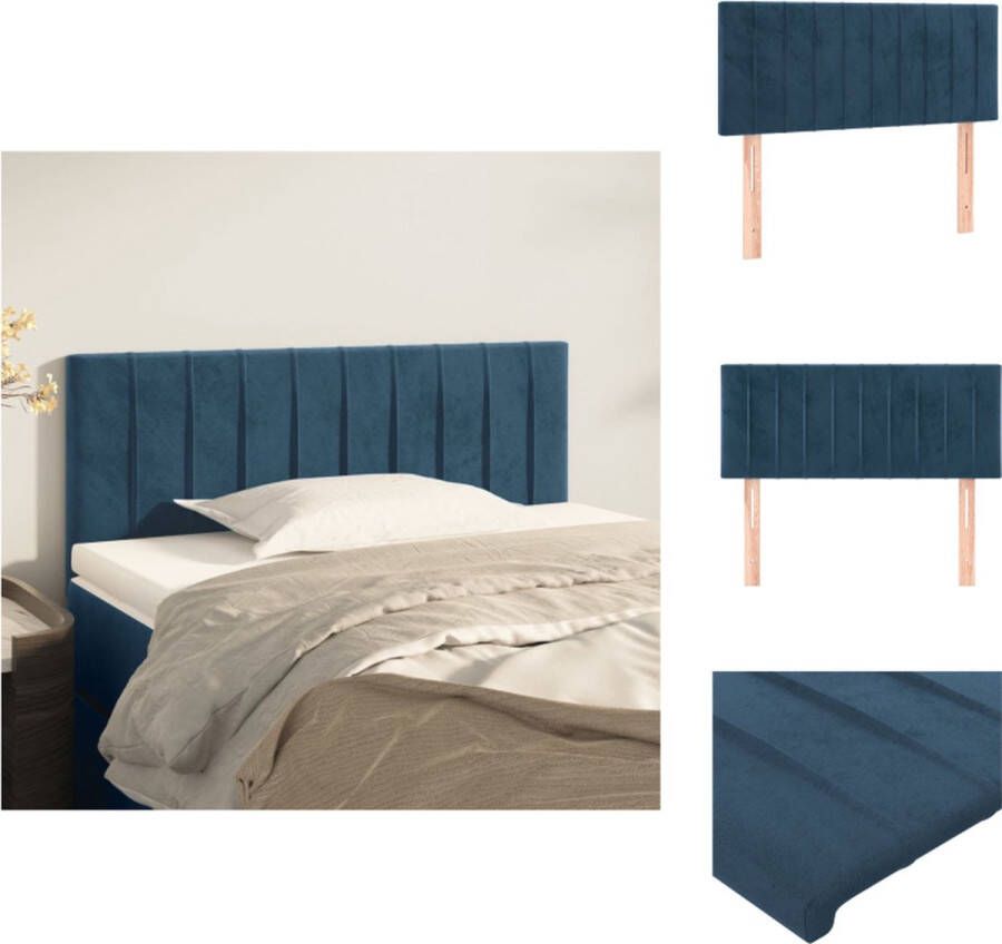 VidaXL Hoofdbord Klassiek Stijlvol Zacht Fluweel Stevige Poten Verstelbare Hoogte Comfortabele Ondersteuning Kleur- Donkerblauw Materiaal- 100% Polyester Afmetingen- 100 x 5 x 78 88 cm Bedonderdeel - Foto 3
