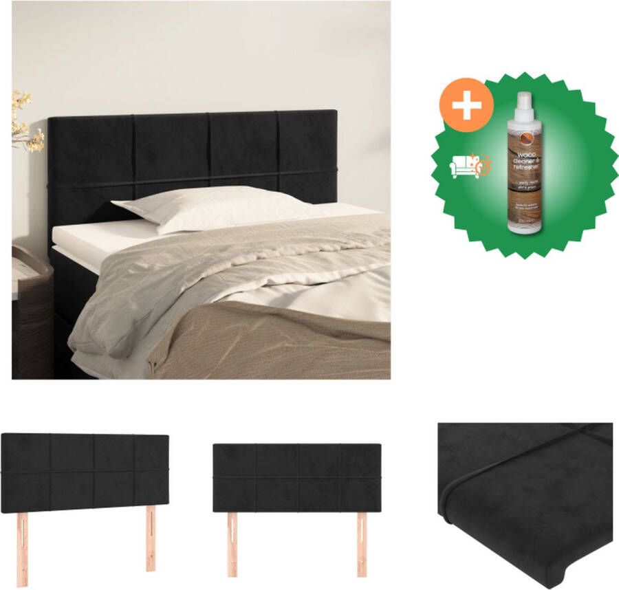 VidaXL Hoofdbord Klassiek Zwart 100 x 5 x 78 88 cm Fluweel Stevige poten Bedonderdeel Inclusief Houtreiniger en verfrisser