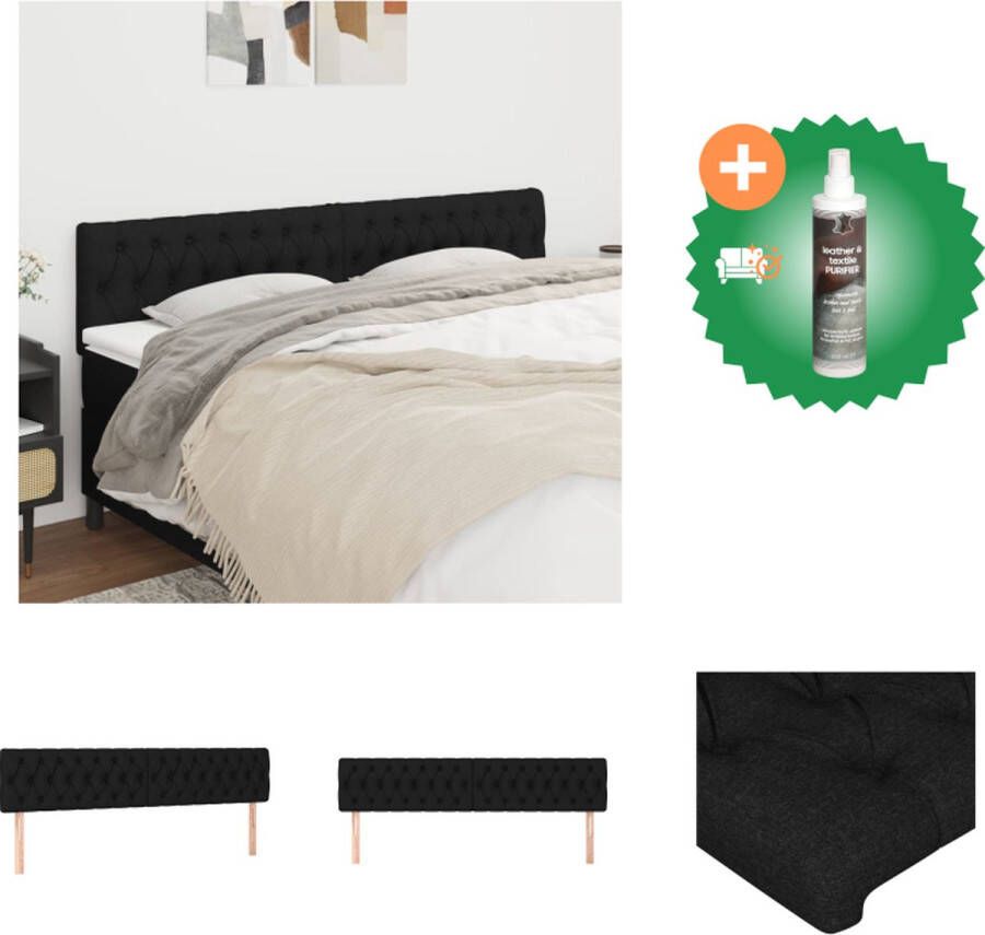 VidaXL Hoofdbord Klassiek Zwart 200 x 7 x 78 88 cm Stof Hout Incl 2 x Hoofdeind Bedonderdeel Inclusief Reiniger