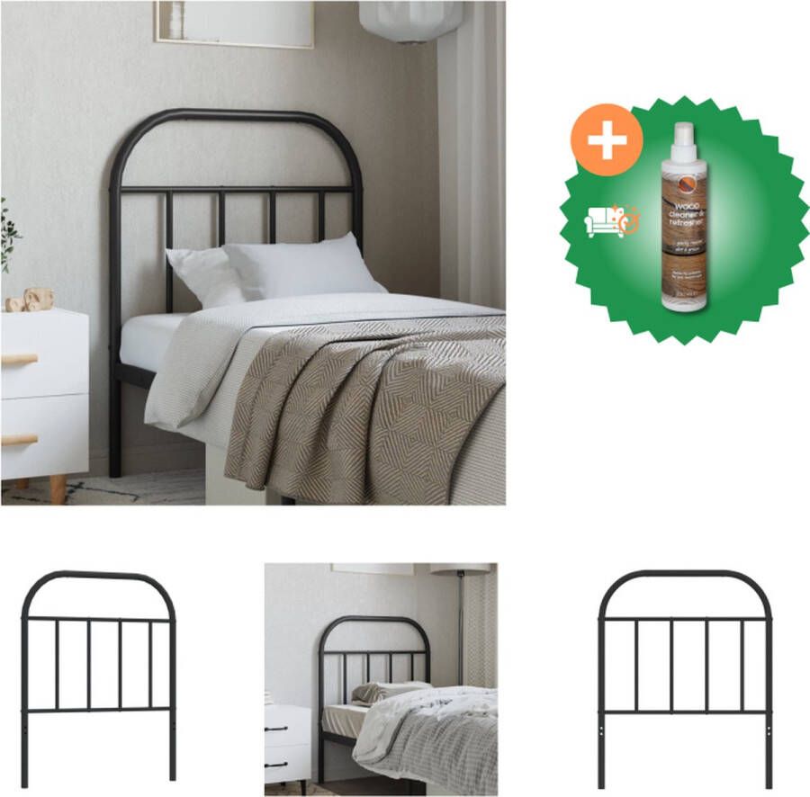 VidaXL Hoofdbord Klassiek Zwart 80 x 3 x 100 cm Robuuste Metalen Constructie Bedonderdeel Inclusief Houtreiniger en verfrisser