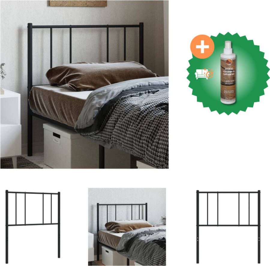 VidaXL Hoofdbord Klassiek Zwart 80 x 3 x 90 cm Staal Bedonderdeel Inclusief Houtreiniger en verfrisser