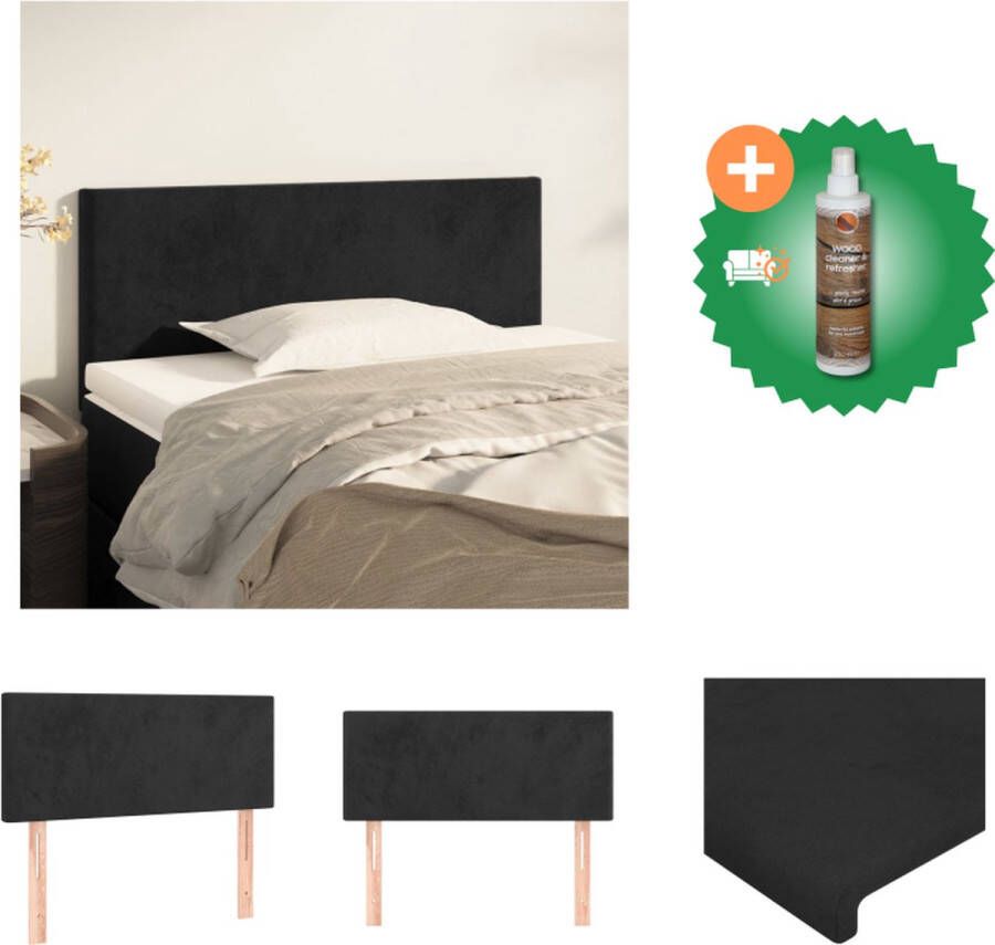 VidaXL Hoofdbord Klassiek Zwart 80 x 5 x 78 88 cm Fluweel Verstelbare Hoogte Stevige houten poten Comfortabele ondersteuning Bedonderdeel Inclusief Houtreiniger en verfrisser