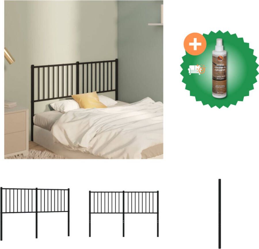 VidaXL Hoofdbord Klassiek Zwart Staal 142 x 3 x 90 cm Inclusief Stevige Poten Bedonderdeel Inclusief Houtreiniger en verfrisser