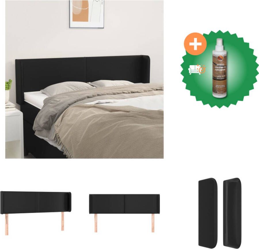 VidaXL Hoofdbord Klassieke Trendy Zwart 147x16x78 88 cm Duurzaam Kunstleer Bedonderdeel Inclusief Houtreiniger en verfrisser