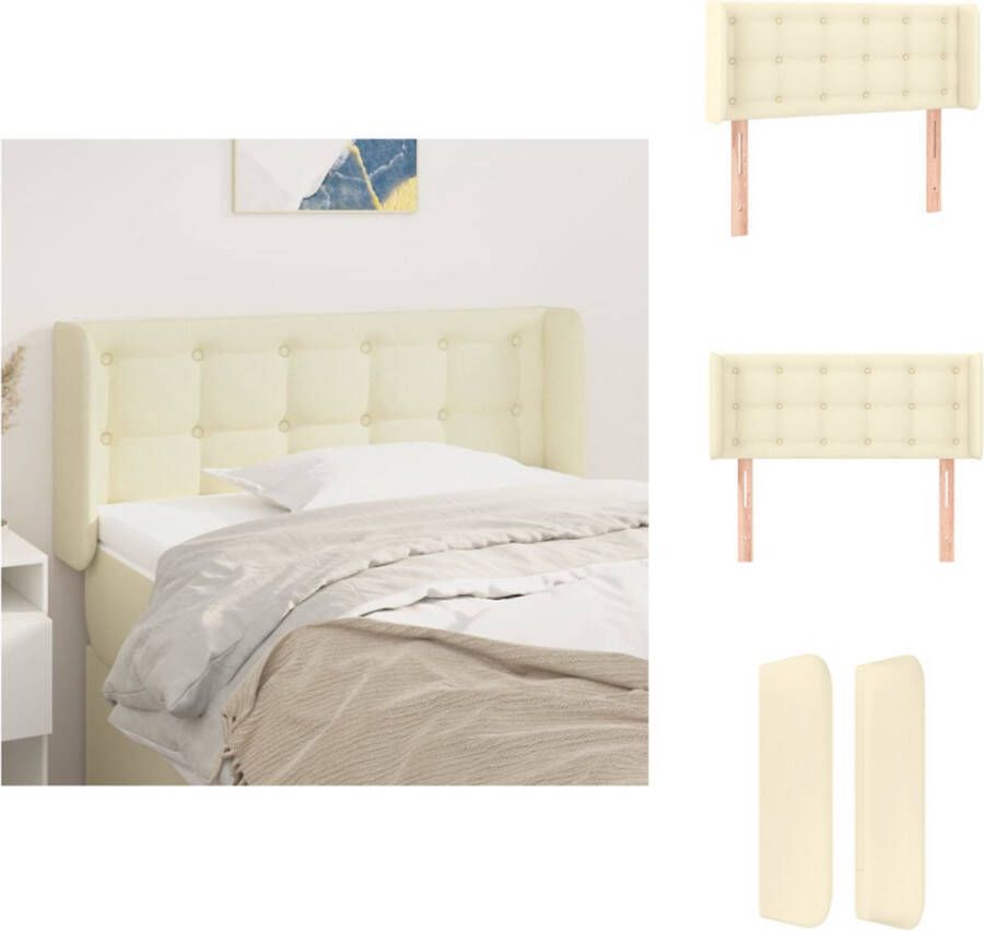 VidaXL Hoofdbord Hoofdborden Hoofdeinde Houten Hoofdbord met randen 103x16x78 88 cm kunstleer crèmekleurig - Foto 3