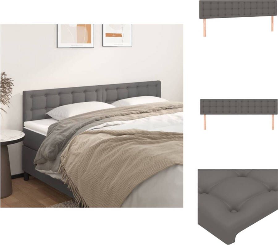VidaXL Hoofdbord Hoofdborden Hoofdeinde Houten Hoofdbord Hoofdborden 2 st 80x5x78 88 cm kunstleer grijs - Foto 3