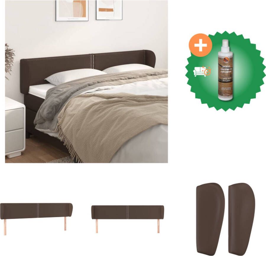 VidaXL Hoofdbord met randen 203x23x78 88 cm kunstleer bruin Bedonderdeel Inclusief Houtreiniger en verfrisser