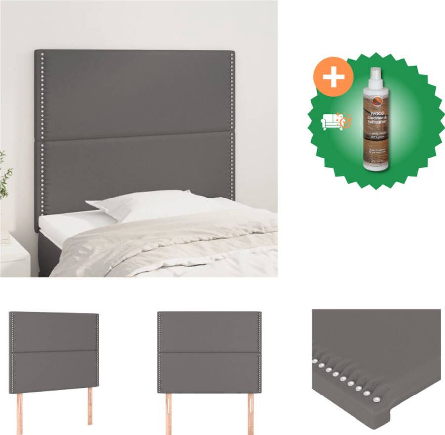 VidaXL Hoofdbord Hoogwaardig kunstleer Verstelbare hoogte Comfortabele ondersteuning Kleur- grijs Afmetingen- 160 x 5 x 78 88 cm (B x D x H) Levering bevat- 2 x hoofdeind Bedonderdeel Inclusief Houtreiniger en verfrisser - Foto 2
