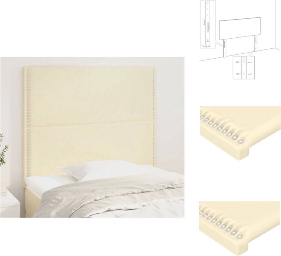 VidaXL Hoofdbord Hoofdborden Hoofdeinde Houten Hoofdbord Hoofdborden 2 st 80x5x78 88 cm kunstleer crèmekleurig - Foto 3