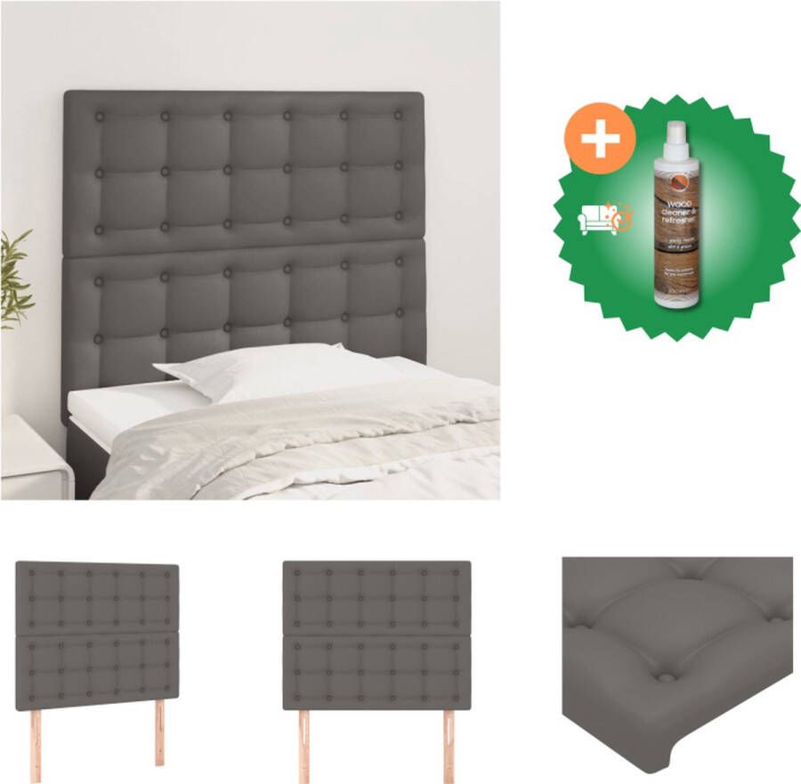VidaXL Hoofdbord Grijs Kunstleer Verstelbaar Stabiele poten Comfortabele ondersteuning 100x5x118 128 cm 2x hoofdeind Bedonderdeel Inclusief Houtreiniger en verfrisser - Foto 2
