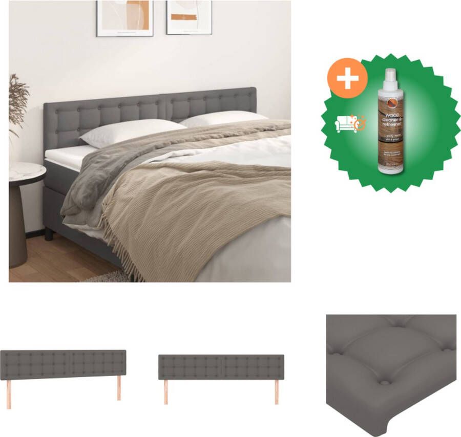 VidaXL Hoofdbord Grijs Kunstleer Verstelbaar Stabiele poten Comfortabele ondersteuning 100x5x118 128 cm 2x hoofdeind Bedonderdeel Inclusief Houtreiniger en verfrisser