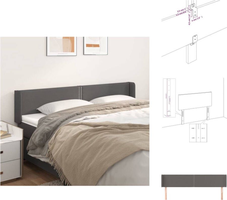 vidaXL Hoofdbord Kunstleer Verstelbaar Comfortabele ondersteuning Grijs 203 x 16 x 78 88 cm Bedonderdeel