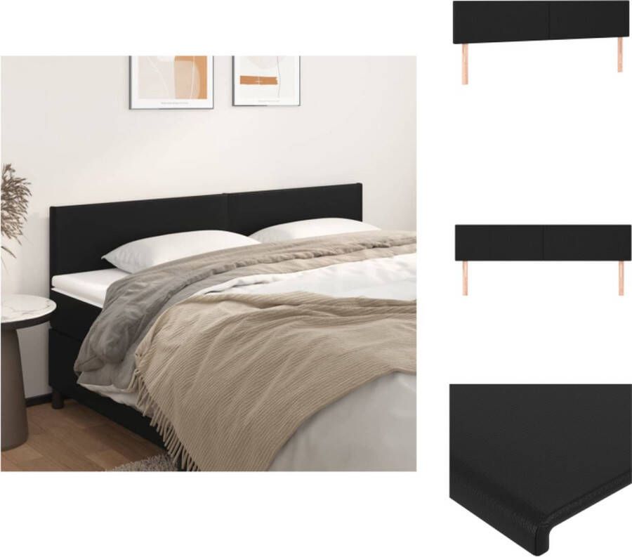 VidaXL Hoofdbord Kunstleer Verstelbare Hoogte Stevige Poten Comfortabele Ondersteuning Zwart 160 x 5 x 78 88 cm 2 stuks Bedonderdeel