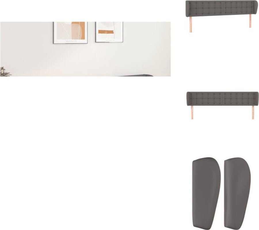 VidaXL Hoofdbord Hoofdborden Hoofdeinde Houten Hoofdbord met randen 203x23x78 88 cm kunstleer grijs - Foto 2