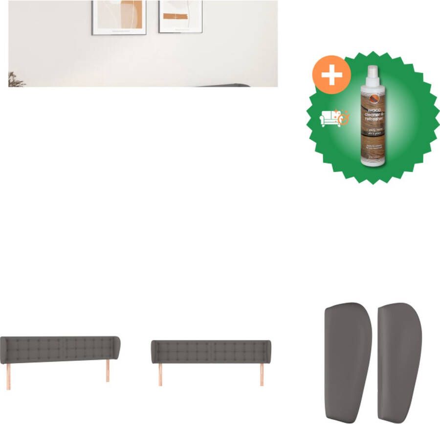 VidaXL Hoofdbord Kunstleren Grijs Verstelbare Hoogte Duurzaam Materiaal Bedonderdeel Inclusief Houtreiniger en verfrisser