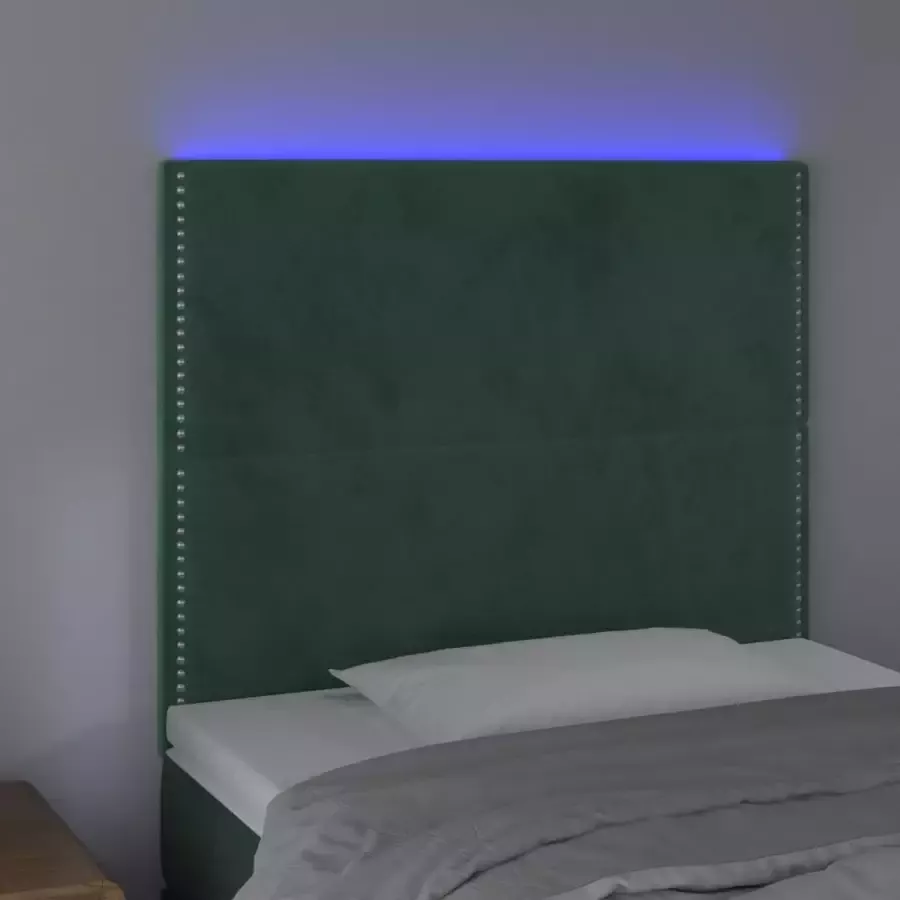 VidaXL Hoofdbord LED 100x5x118 128 cm fluweel donkergroen