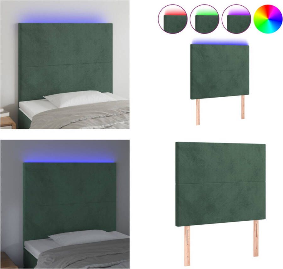 VidaXL Hoofdbord LED 100x5x118 128 cm fluweel donkergroen Hoofdbord Hoofdborden Hoofdeinde Houten Hoofdbord - Foto 1
