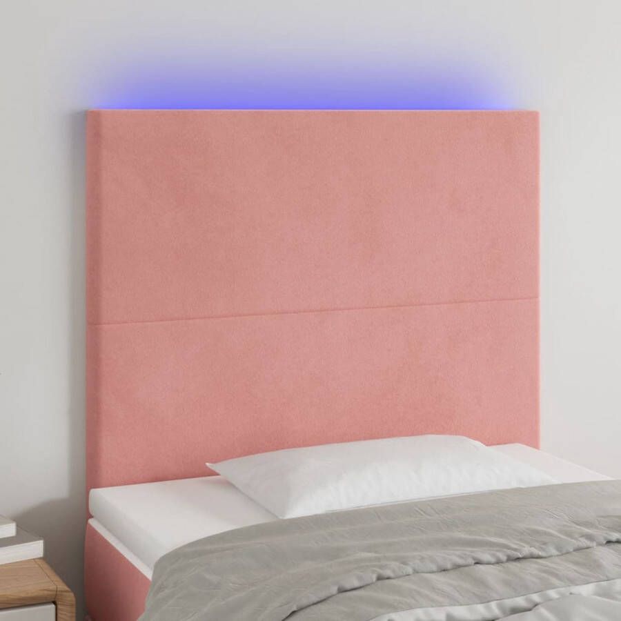 VidaXL Hoofdbord LED 100x5x118 128 cm fluweel roze