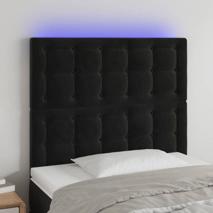VIDAXL Hoofdbord LED 100x5x118 128 cm fluweel zwart - Foto 1
