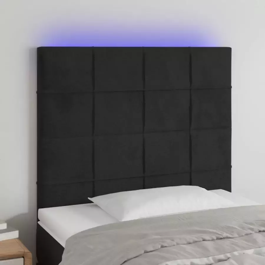 VIDAXL Hoofdbord LED 100x5x118 128 cm fluweel zwart