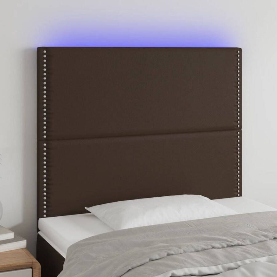 VIDAXL Hoofdbord LED 100x5x118 128 cm kunstleer bruin