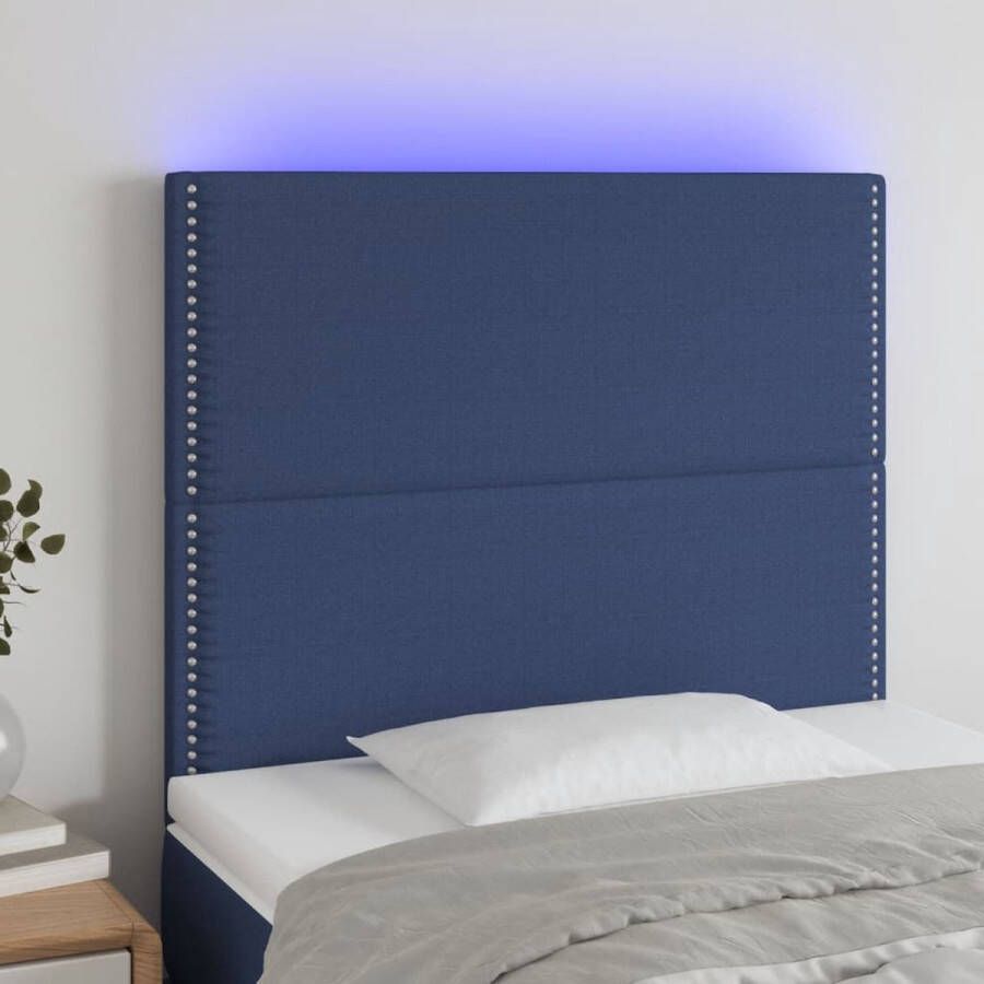VIDAXL Hoofdbord LED 100x5x118 128 cm stof blauw - Foto 1