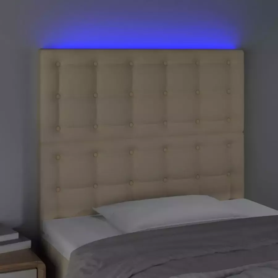 VIDAXL Hoofdbord LED 100x5x118 128 cm stof crèmekleurig