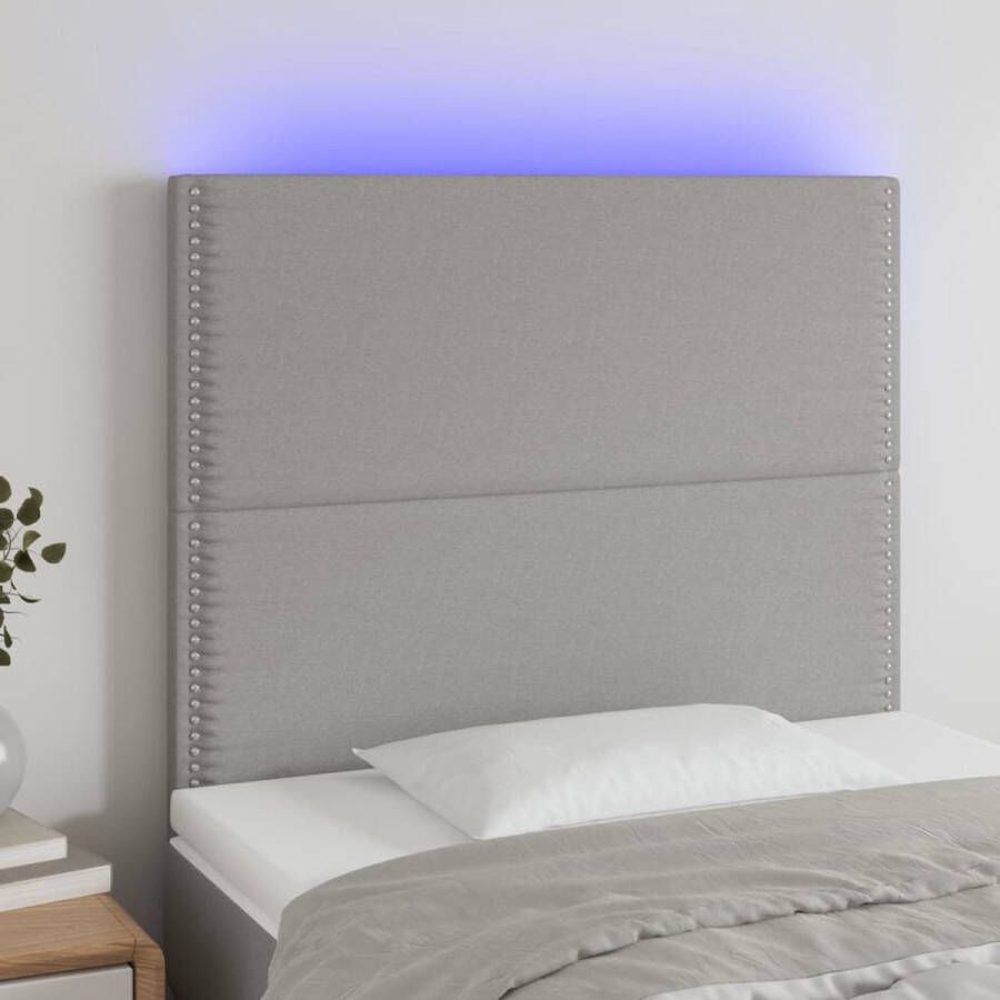 VIDAXL Hoofdbord LED 100x5x118 128 cm stof lichtgrijs