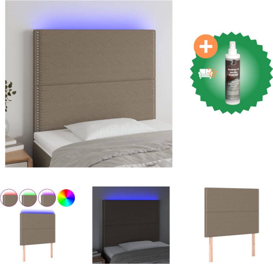 VidaXL Hoofdbord LED 100x5x118 128 cm stof taupe Bedonderdeel Inclusief Reiniger