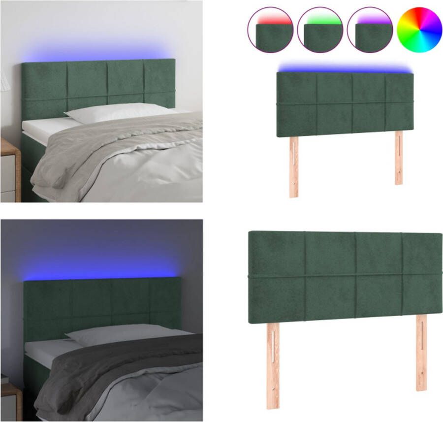 VidaXL Hoofdbord LED 100x5x78 88 cm fluweel donkergroen Hoofdbord Hoofdborden Hoofdeinde Houten Hoofdbord - Foto 2