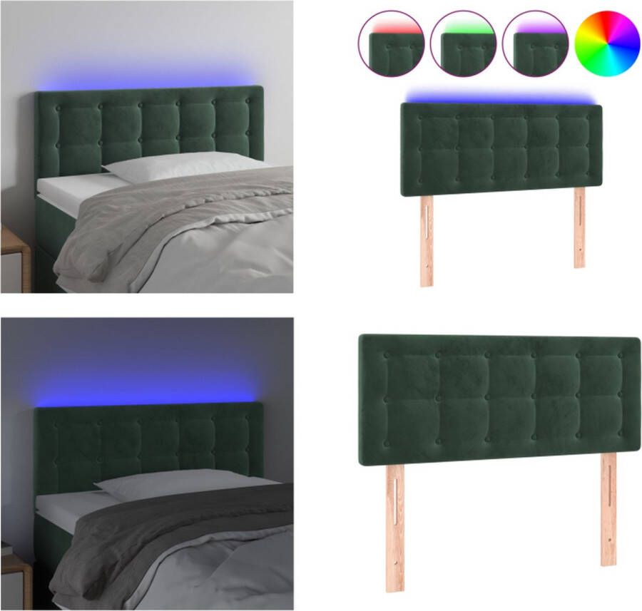 VidaXL Hoofdbord LED 100x5x78 88 cm fluweel donkergroen Hoofdbord Hoofdborden Hoofdeinde Houten Hoofdbord - Foto 1