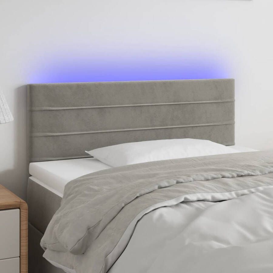 VIDAXL Hoofdbord LED 100x5x78 88 cm fluweel lichtgrijs - Foto 3