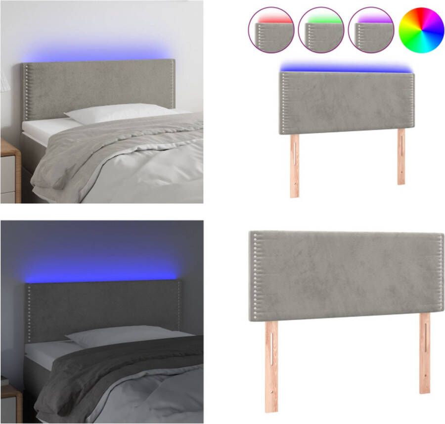 VidaXL Hoofdbord LED 100x5x78 88 cm fluweel lichtgrijs Hoofdbord Hoofdborden Hoofdeinde Houten Hoofdbord